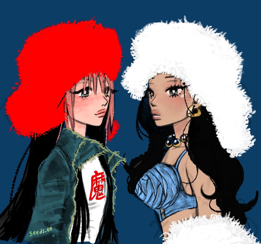 manon and megan (real life and 1 more) drawn by seeds_00
