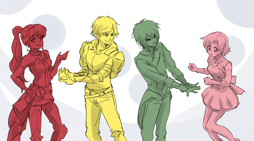 pyrrha nikos, nora valkyrie, jaune arc, and lie ren (rwby) drawn by iesupa