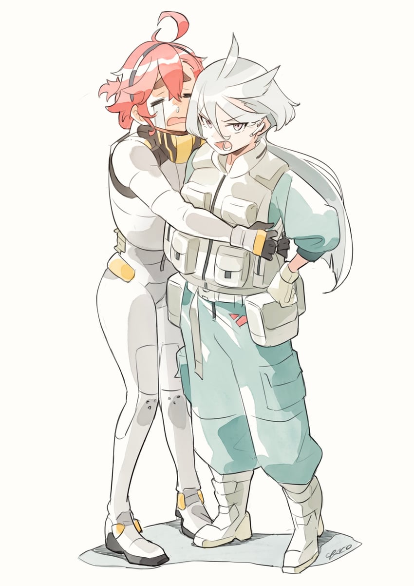 suletta mercury and miorine rembran (gundam and 1 more) drawn by yaco_(085)