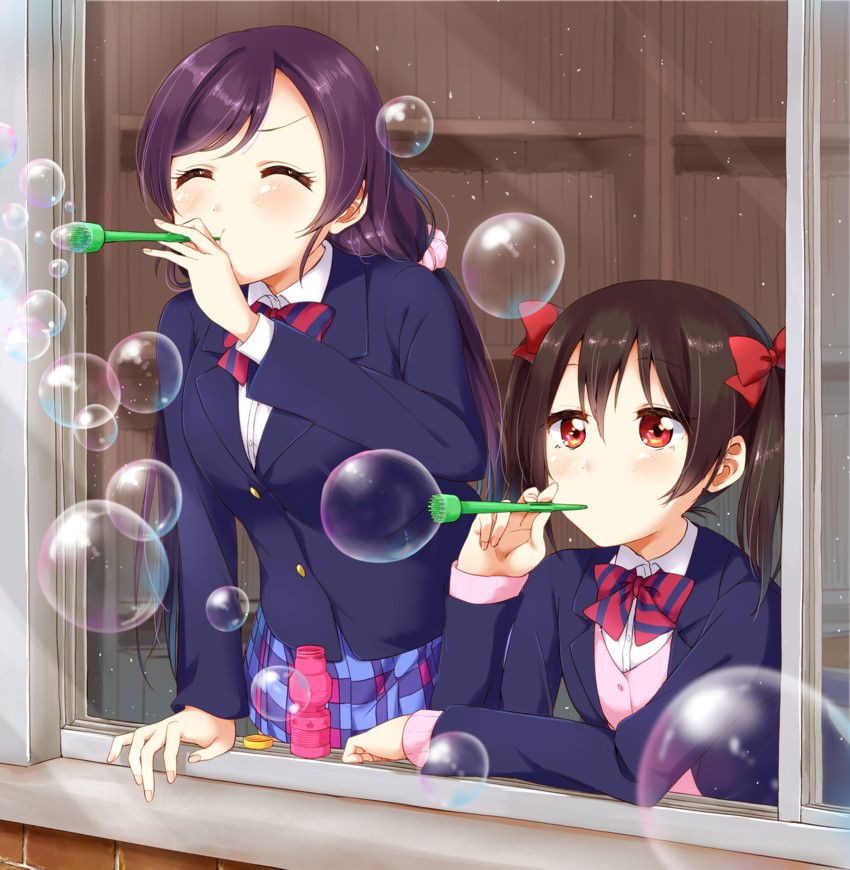 tojo nozomi and yazawa nico (love live! and 1 more) drawn by ksk_(semicha_keisuke)