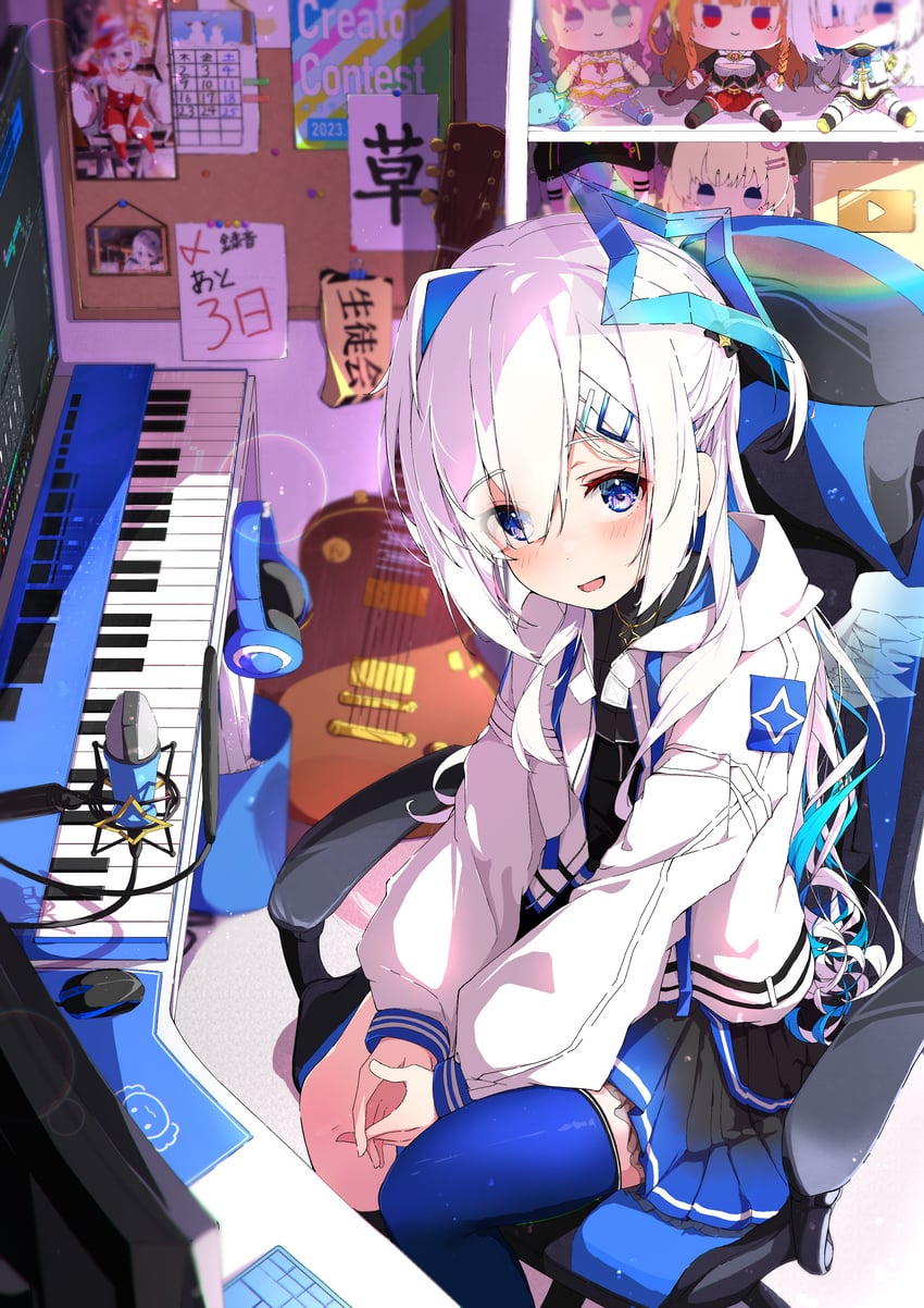 tokoyami towa, amane kanata, kiryu coco, tsunomaki watame, himemori luna, and 1 more (hololive) drawn by spice_mega