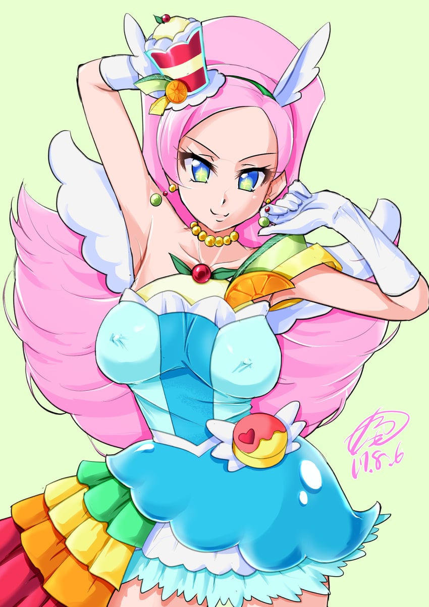 kirahoshi ciel and cure parfait (precure and 1 more) drawn by tamo_(nama-yatsuhashi)