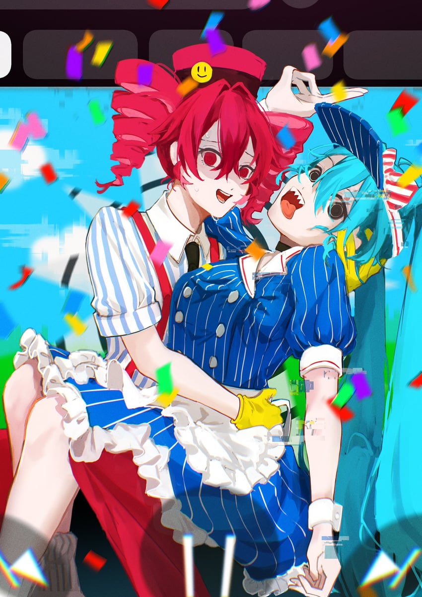 hatsune miku and kasane teto (vocaloid and 2 more) drawn by tsukumo_cyan