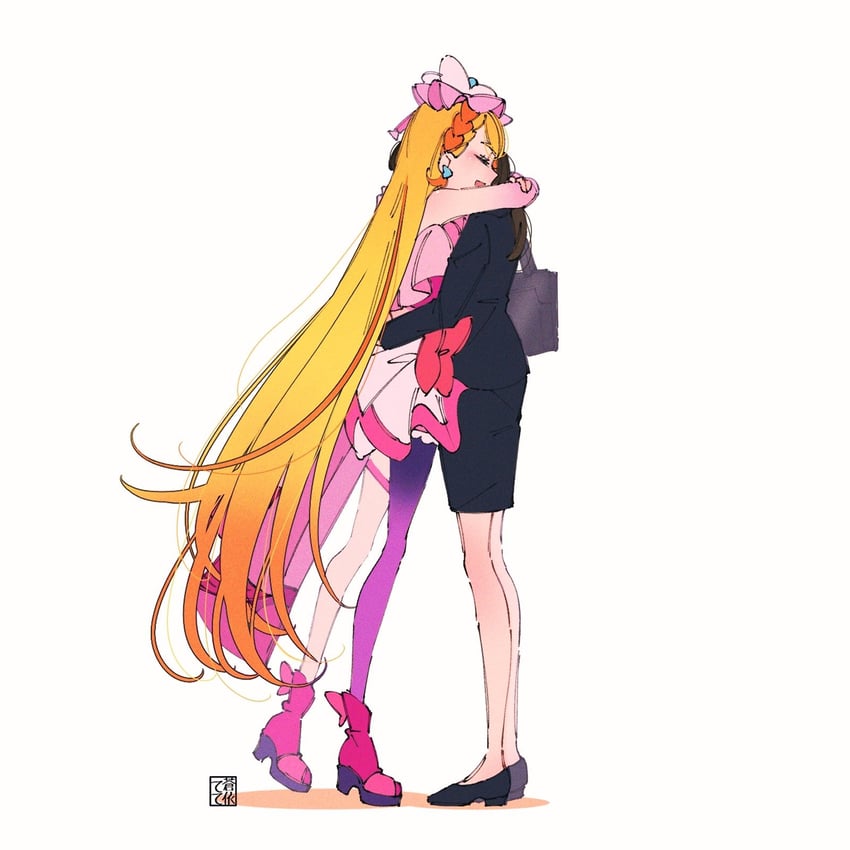 hijiri ageha and cure butterfly (precure and 1 more) drawn by aoi_tete