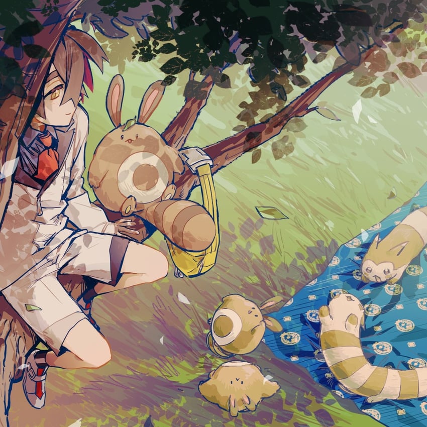 kieran, furret, and sentret (pokemon and 1 more) drawn by saesoon_dobby