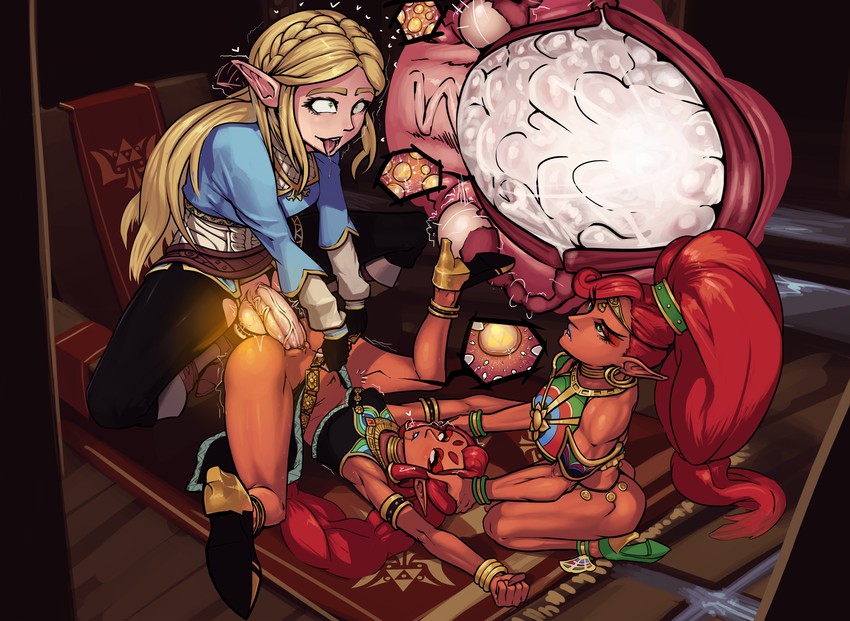 princess zelda, urbosa, and riju (the legend of zelda and 1 more) drawn by boxman