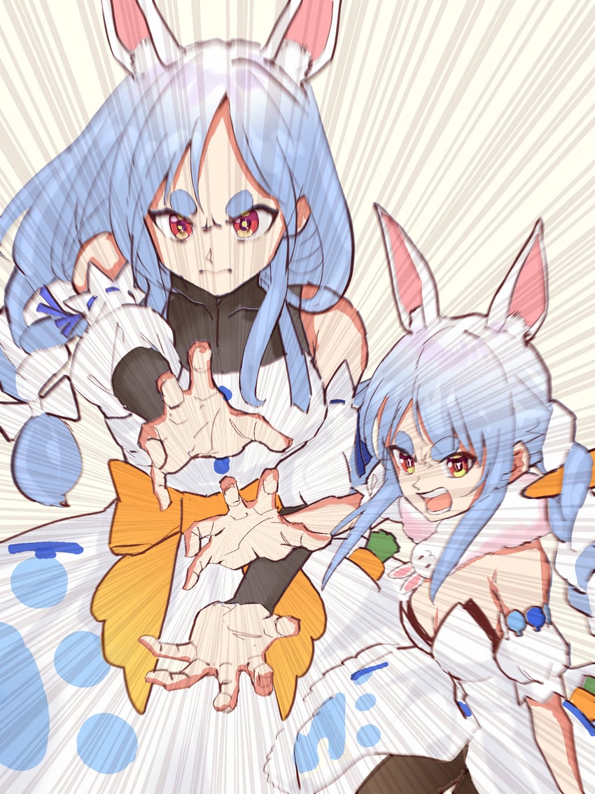 usada pekora, don-chan, and pekomama (hololive and 2 more) drawn by azuma_(azmdraw)