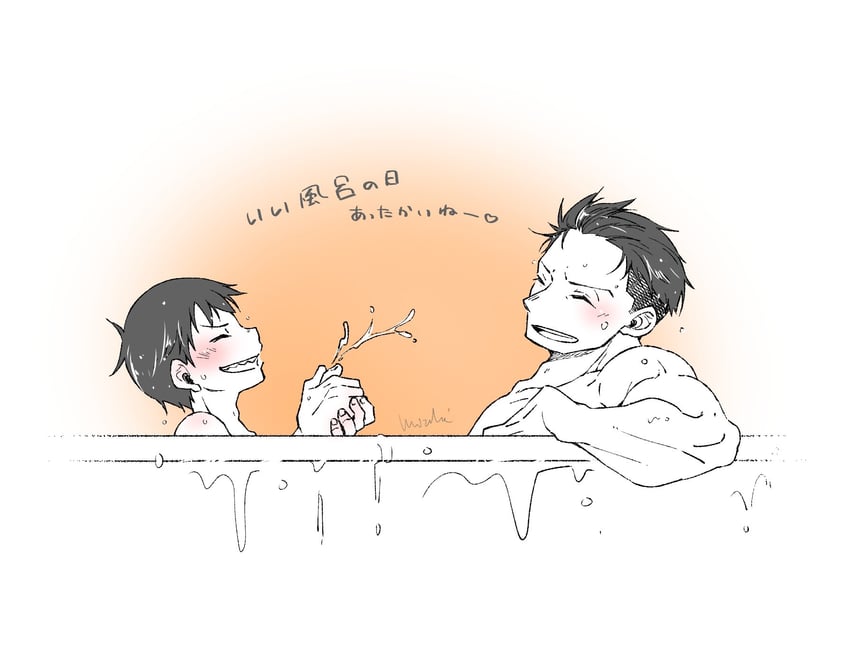 akitaru oubi and shinra kusakabe (en'en no shouboutai) drawn by mzkenen