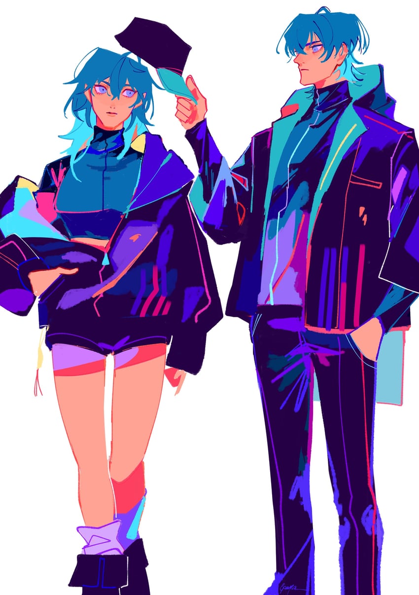female byleth and male byleth (fire emblem and 1 more) drawn by epaya_hakase