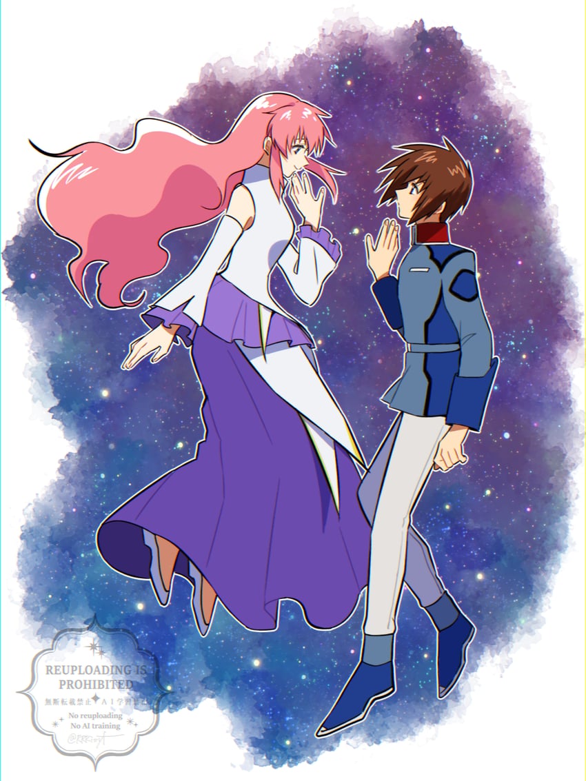 lacus clyne and kira yamato (gundam and 2 more) drawn by rrrisyf