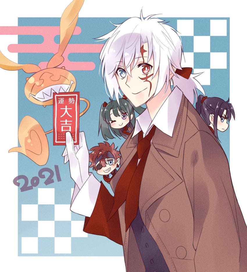 lenalee lee, allen walker, kanda yuu, lavi, and timcanpy (d.gray-man) drawn by george_man