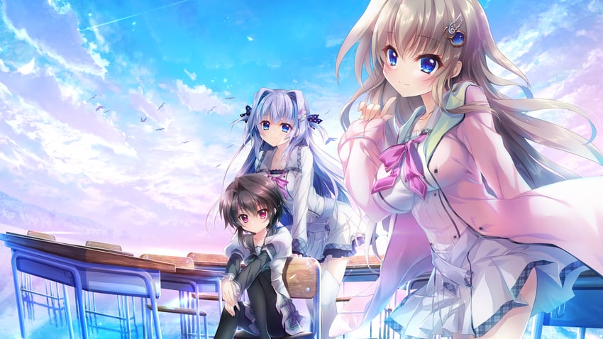 kujou miyako, yuuki noa, and kousaka haruka (9-nine-) drawn by izumi_tsubasu