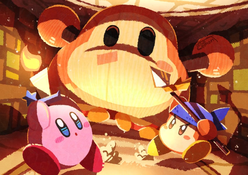 kirby, waddle dee, bandana waddle dee, and puppet waddle dee (kirby and 1 more) drawn by watawata22