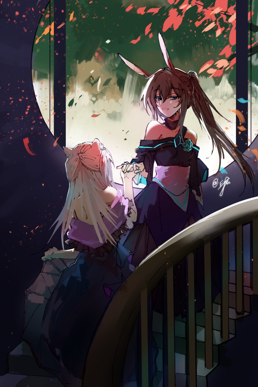 amiya and rosmontis (arknights) drawn by e-fa-dorn