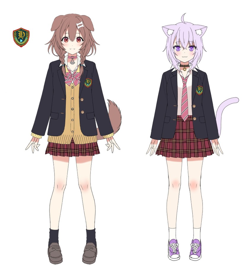nekomata okayu and inugami korone (hololive) drawn by fukahire_(ruinon)