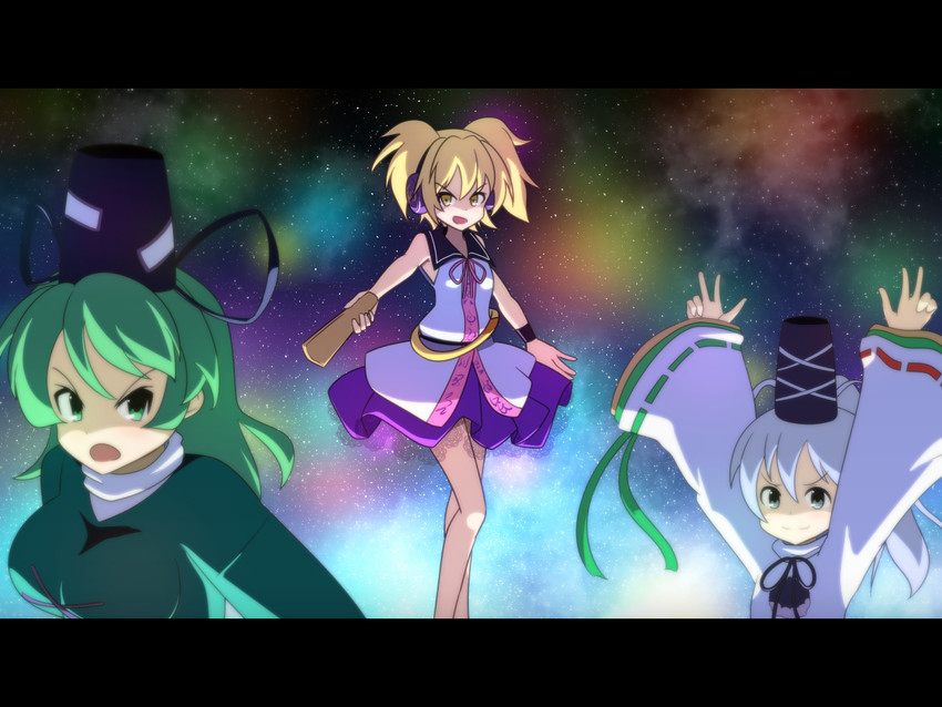 toyosatomimi no miko, mononobe no futo, and soga no tojiko (touhou and 1 more) drawn by cato_(monocatienus)