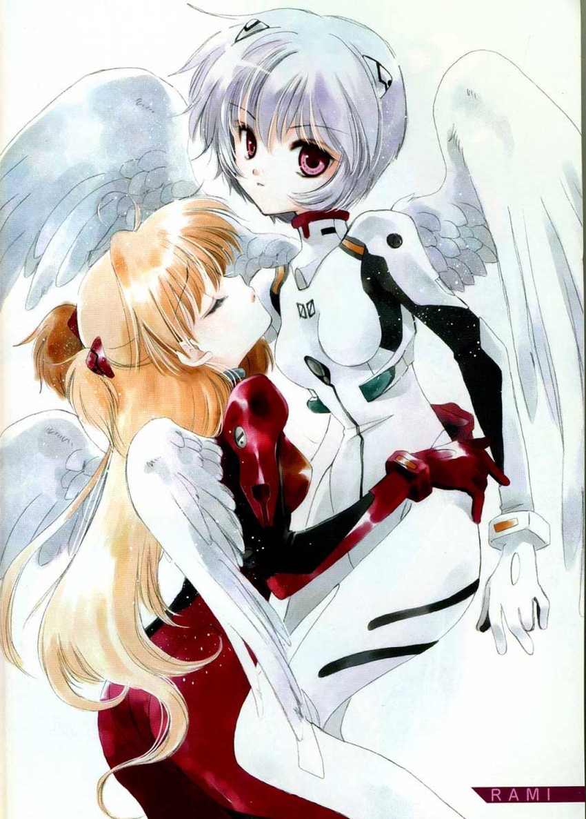 souryuu asuka langley and ayanami rei (neon genesis evangelion) drawn by hato_rami
