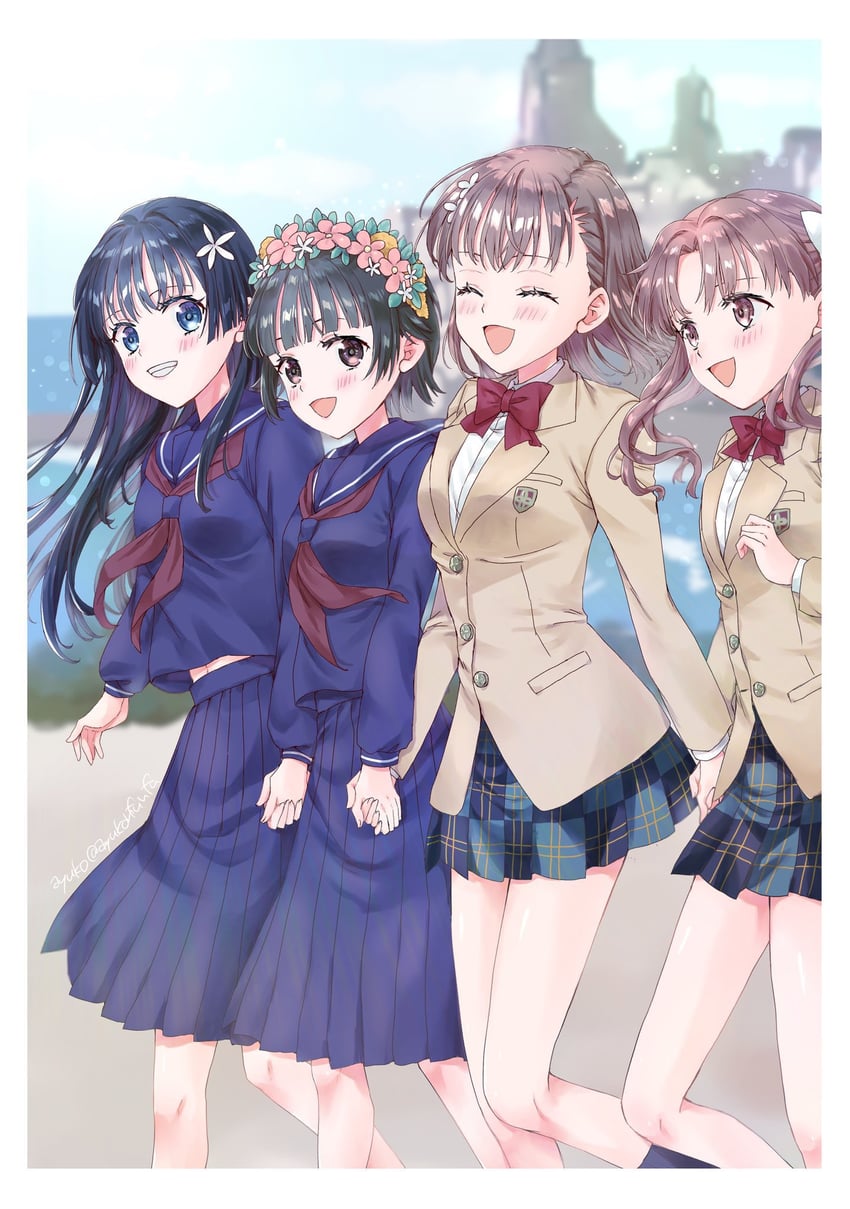 misaka mikoto, shirai kuroko, saten ruiko, and uiharu kazari (toaru majutsu no index and 1 more) drawn by ayuko_(ayuko54bornthisway)