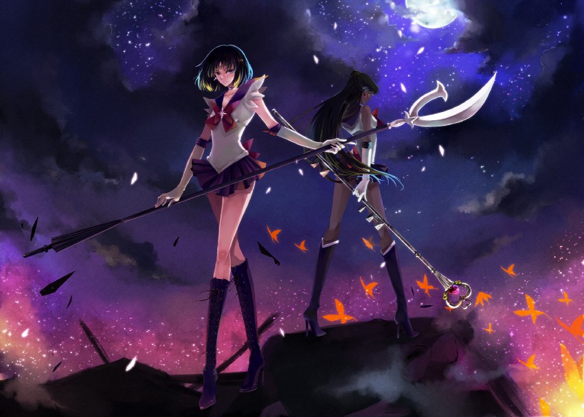 tomoe hotaru, sailor saturn, meiou setsuna, and sailor pluto (bishoujo senshi sailor moon) drawn by nako_(nonrain)