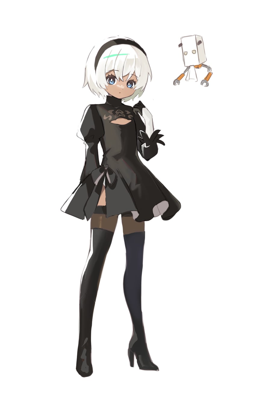 2b, pod, and protagonist (nier and 2 more) drawn by pkin_cheezpie
