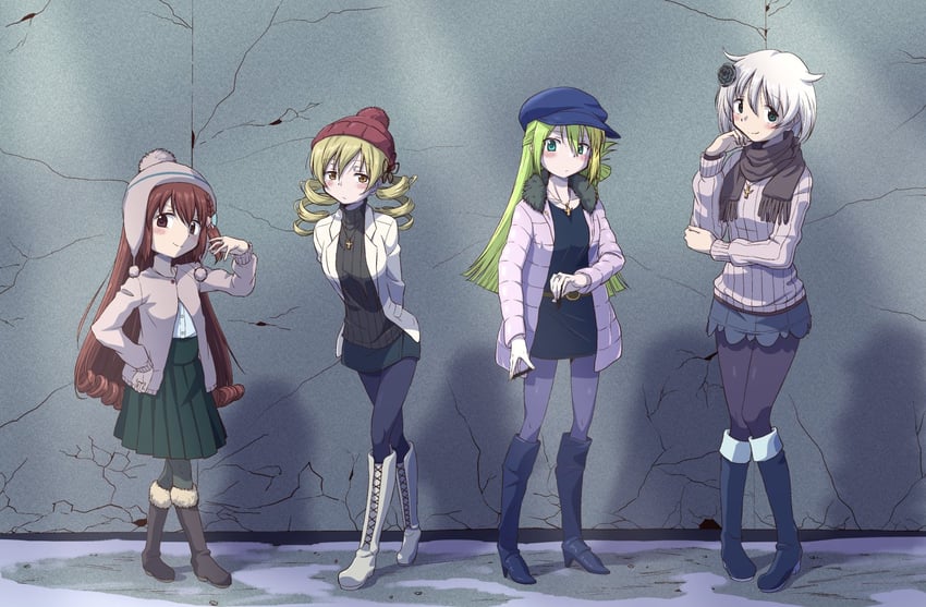 tomoe mami, alina gray, satomi touka, and azusa mifuyu (mahou shoujo madoka magica and 1 more) drawn by touyu_(yuruyuruto)