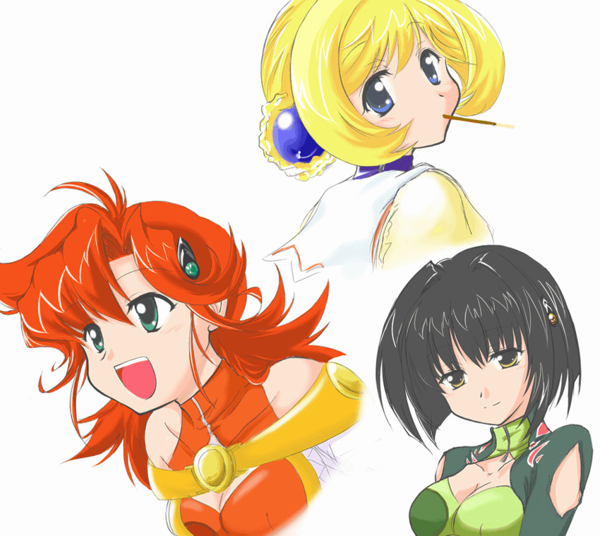 katia grineal, melua melna meia, and festenia muse (super robot wars and 1 more) drawn by inukeru