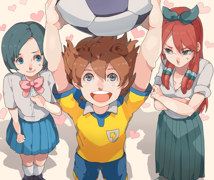 matsukaze tenma, sorano aoi, and seto midori (inazuma eleven and 1 more) drawn by kamitoenpitu