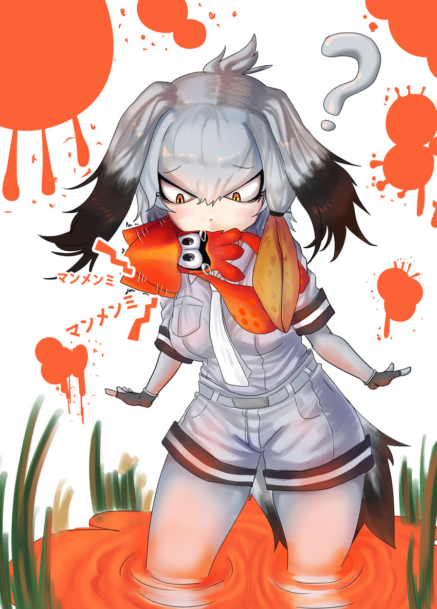 inkling player character and shoebill (kemono friends and 1 more) drawn by bluebird_(leh951025)