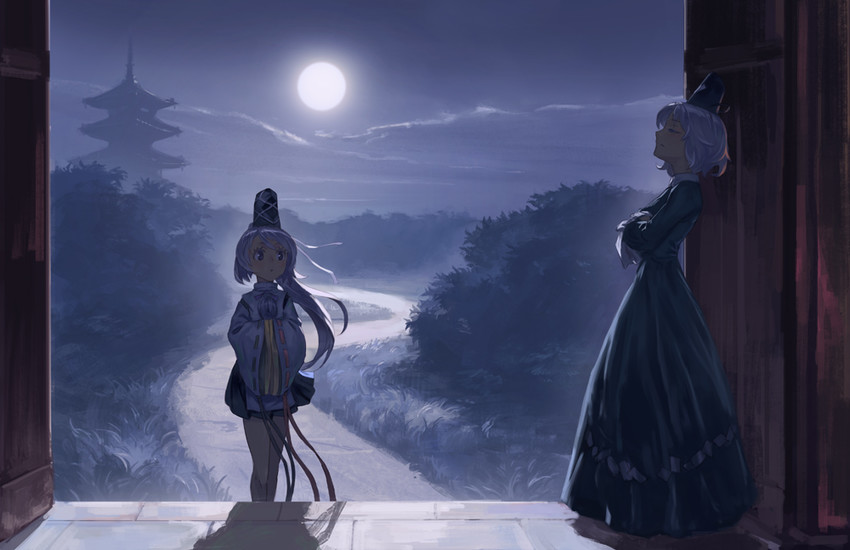 mononobe no futo and soga no tojiko (touhou) drawn by yamamomo_(plank)