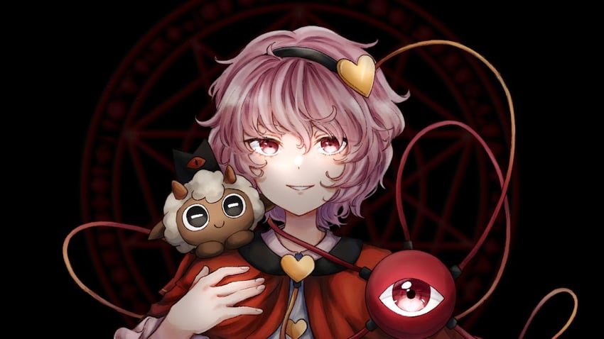 komeiji satori, the lamb, and red crown (touhou and 1 more) drawn by iyokokko