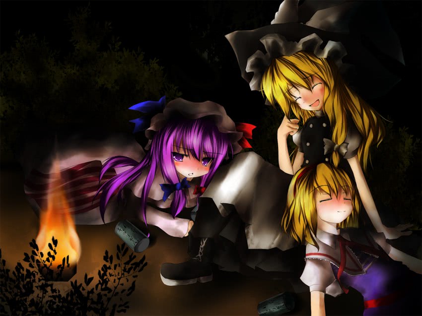 kirisame marisa, alice margatroid, and patchouli knowledge (touhou) drawn by jum_(parallel_parasol)