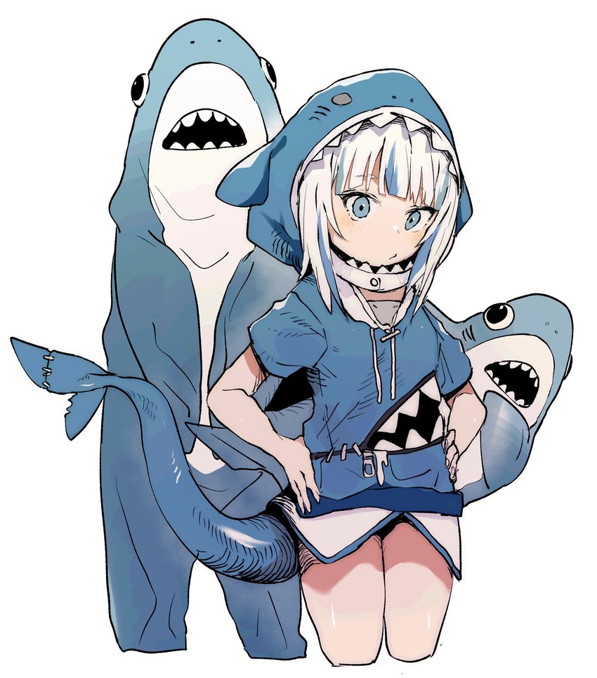 gawr gura (hololive and 1 more) drawn by ddari