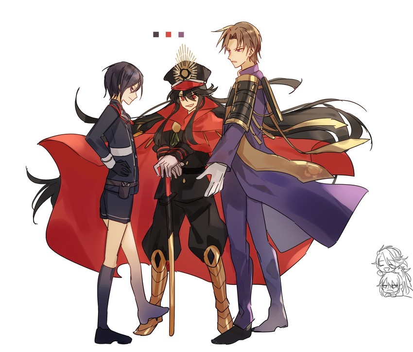 oda nobunaga, yagen toushirou, heshikiri hasebe, souza samonji, and fudou yukimitsu (fate and 3 more) drawn by tsugutoku