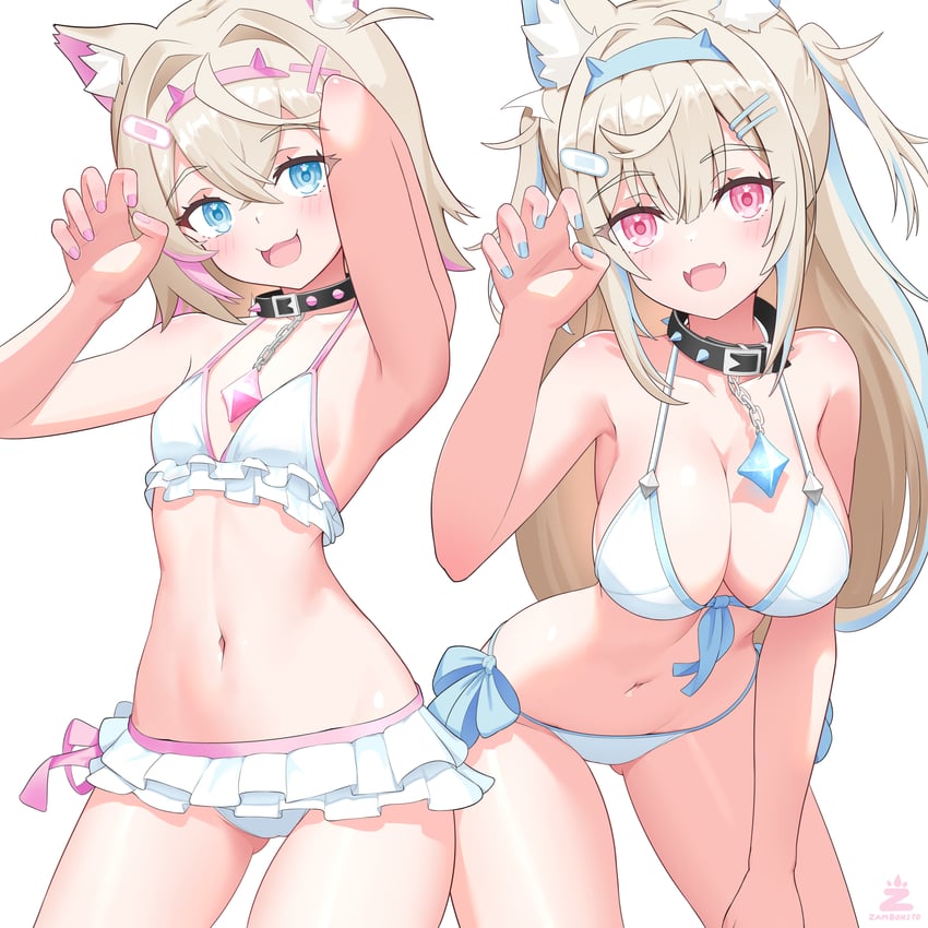fuwawa abyssgard and mococo abyssgard (hololive and 1 more) drawn by zambonito