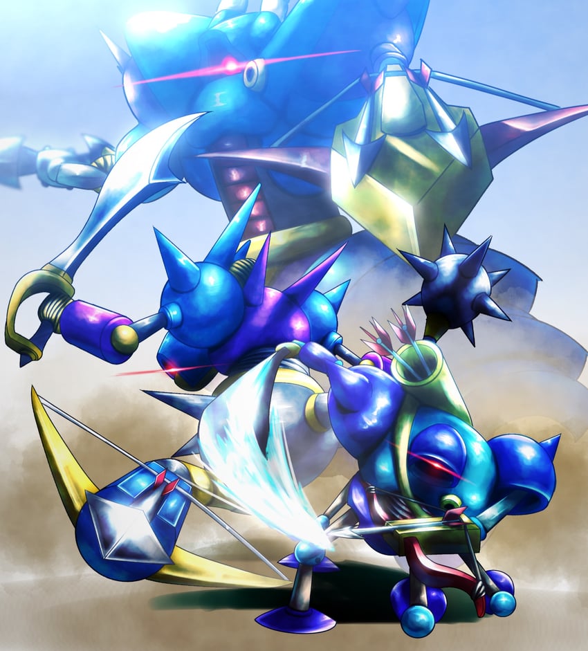killing machine, overkilling machine, and extreme killing machine (dragon quest) drawn by a10thunderboit