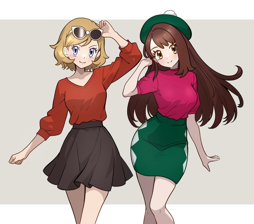 gloria and serena (pokemon and 2 more) drawn by muis0802