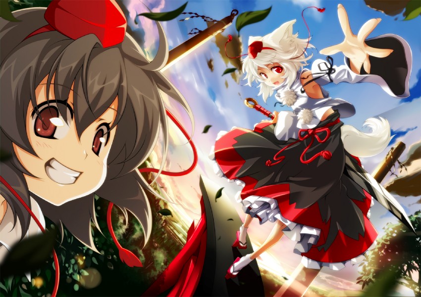 shameimaru aya, inubashiri momiji, and yasaka kanako (touhou) drawn by hong_(white_spider)