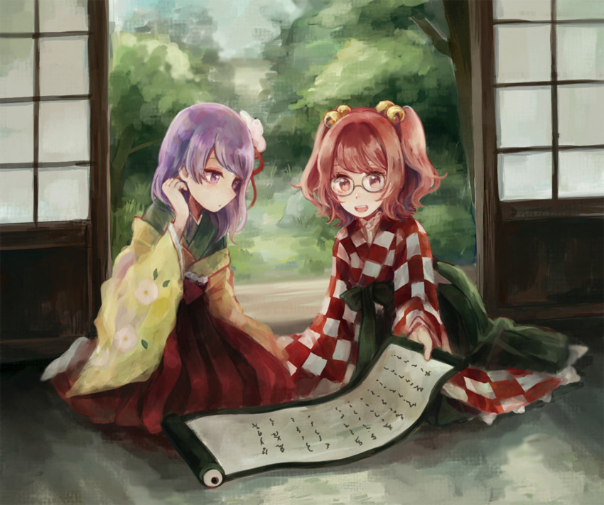 hieda no akyuu and motoori kosuzu (touhou) drawn by mozukuzu_(manukedori)