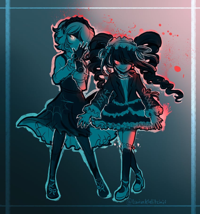 celestia ludenberg and tojo kirumi (danganronpa and 2 more) drawn by twinklelitchii
