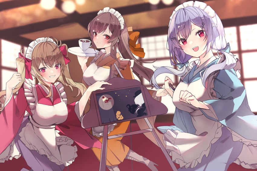 furen e lustario, takamiya rion, and hakase fuyuki (nijisanji) drawn by yayoi_asuka