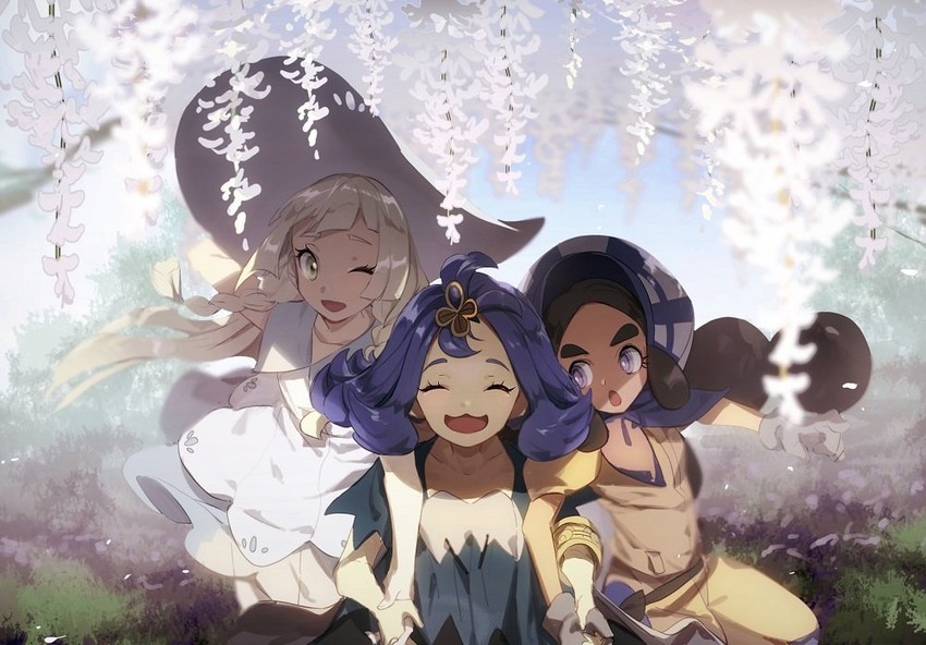 lillie, acerola, and hapu (pokemon and 1 more) drawn by no-kan