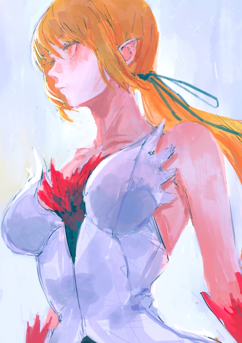 oshino shinobu and kiss-shot acerola-orion heart-under-blade (monogatari) drawn by taki_(a313131333)