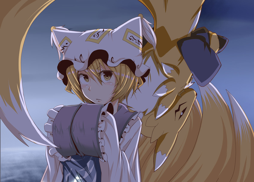 yakumo ran and renamon (touhou and 1 more) drawn by tamahana