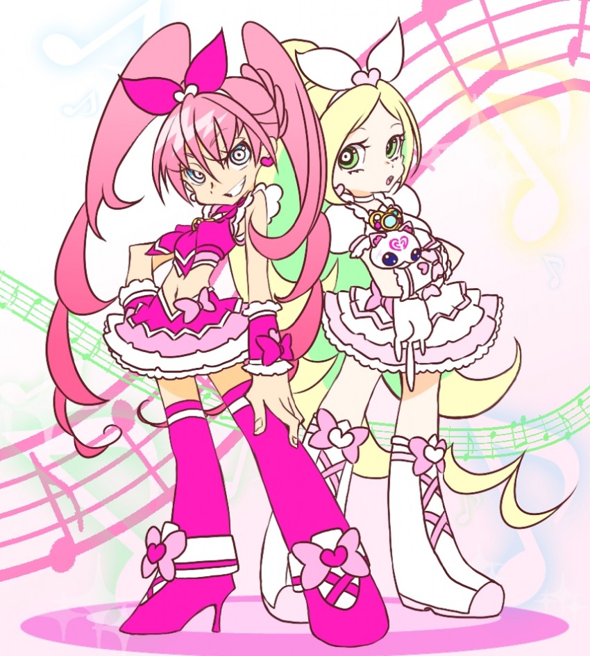 houjou hibiki, minamino kanade, cure melody, cure rhythm, and hummy (precure and 2 more) drawn by show-nosuke