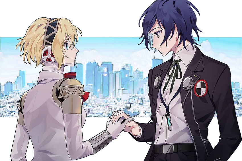 yuuki makoto and aigis (persona and 1 more) drawn by elulit2