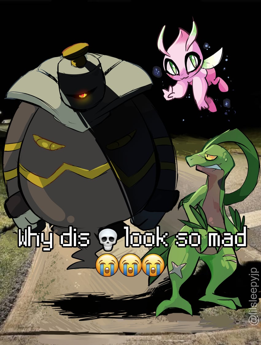 celebi, dusknoir, and grovyle (pokemon and 2 more) drawn by mystilux