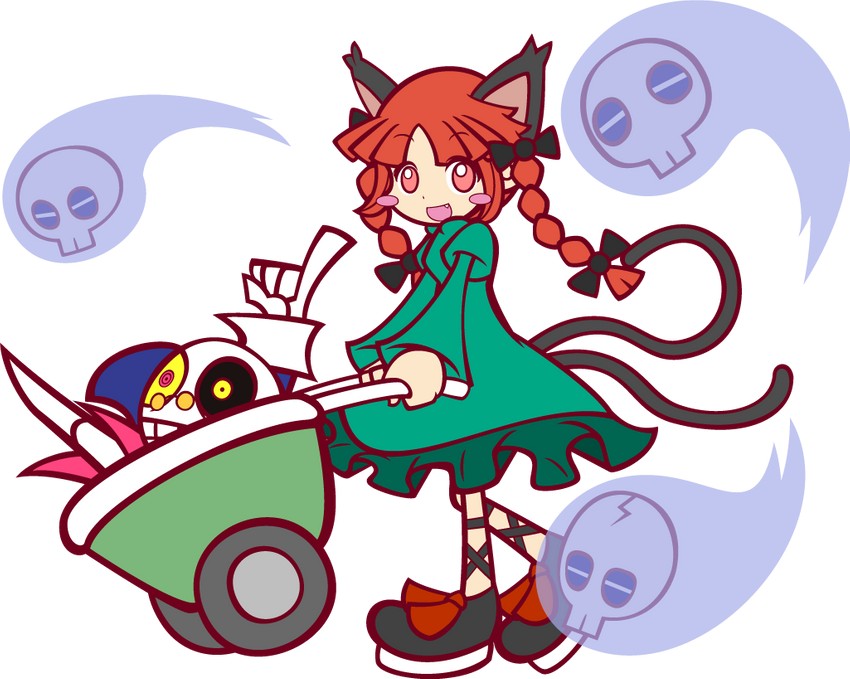 kaenbyou rin, skeleton t, and dapper bones (touhou and 2 more) drawn by y&k