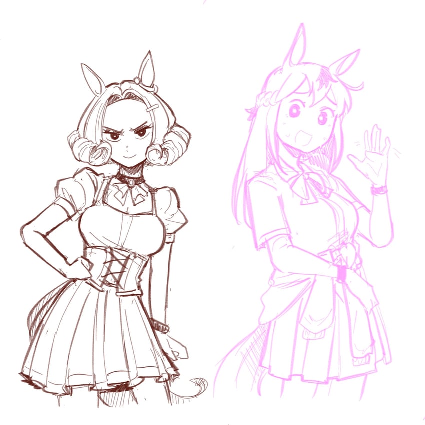 comely material morning and door knob (horse race tests) drawn by mir_(miryumiya)