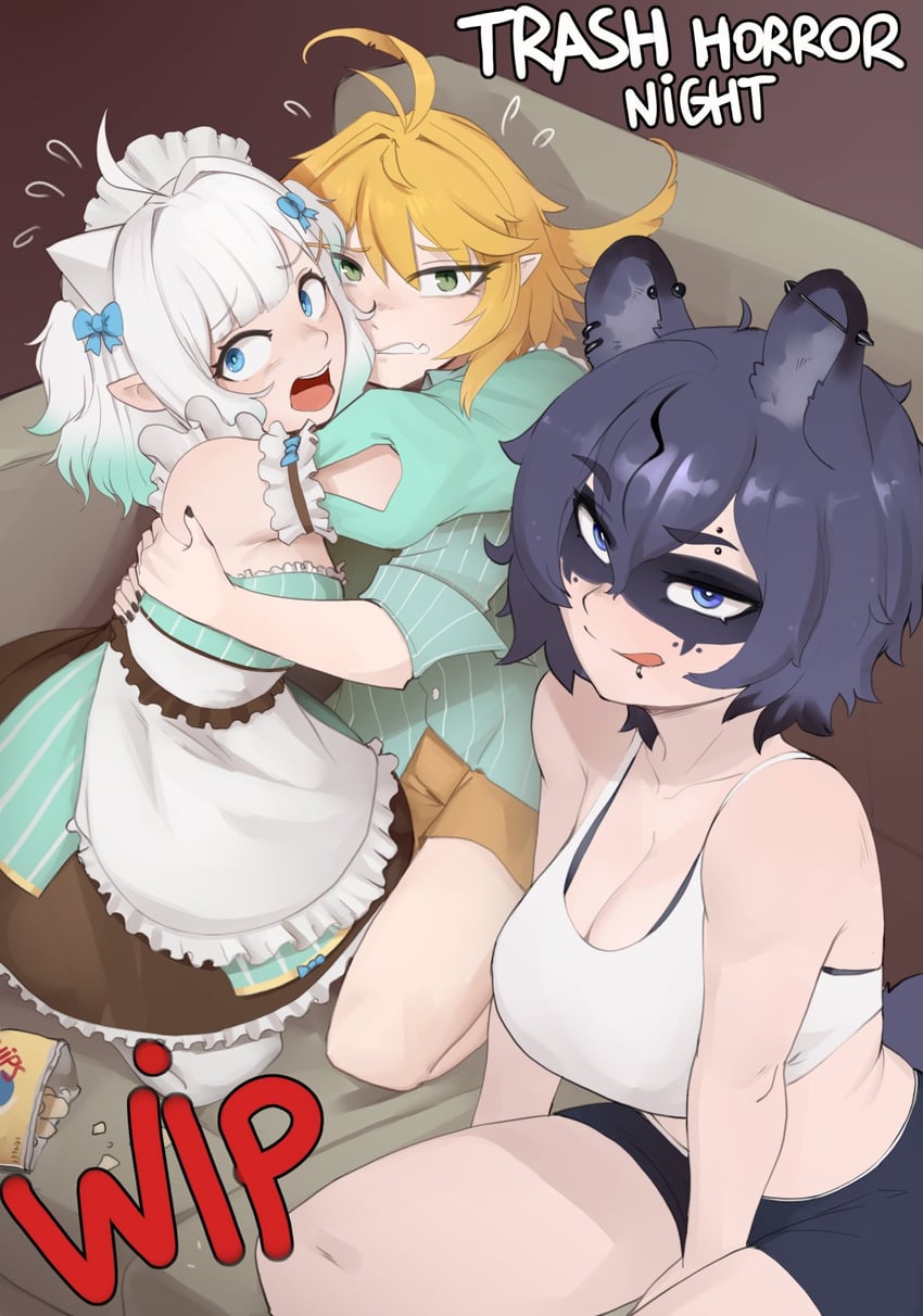 dokibird, mint fantome, and snuffy (indie virtual youtuber) drawn by arbuz_budesh