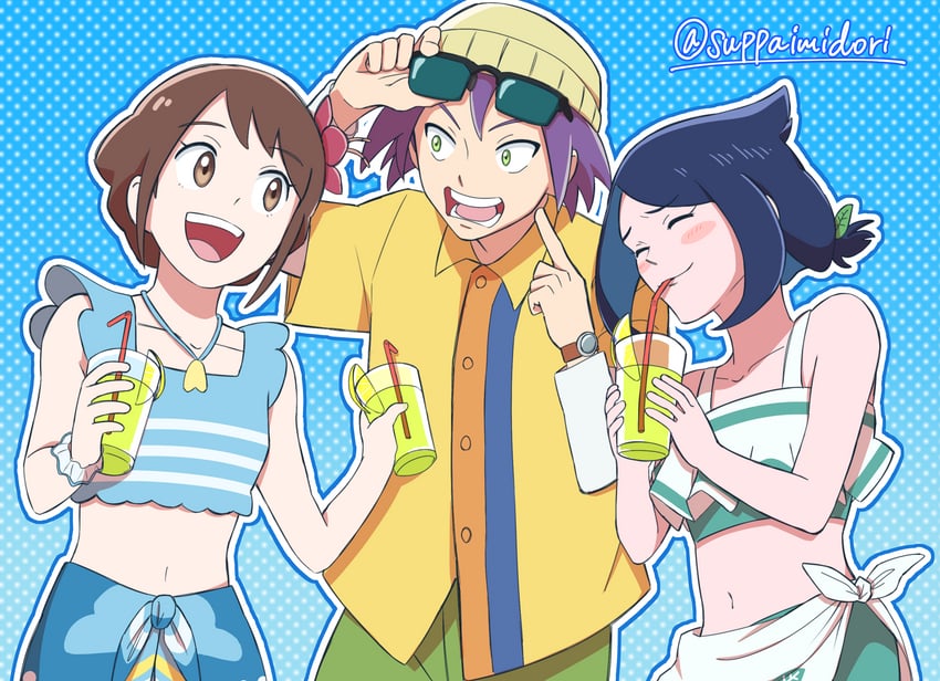 gloria, james, and liko (pokemon and 3 more) drawn by suppaimidori